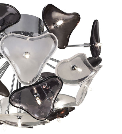 Mantra Otto 46cm Ceiling 21 Light G4, Polished Chrome/Frosted Glass/Black Glass, NOT LED/CFL Compatible