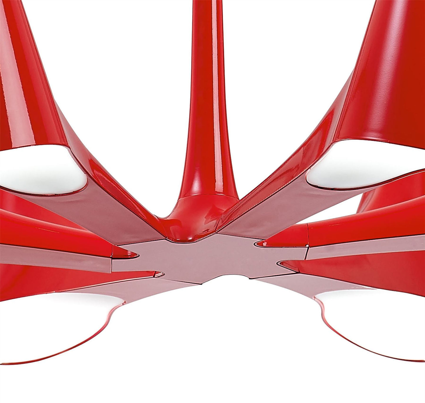 Mantra Ora 77cm Telescopic Convertible To Semi Flush 6 Light E27, Gloss Red/White Acrylic/Polished Chrome, CFL Lamps INCLUDED