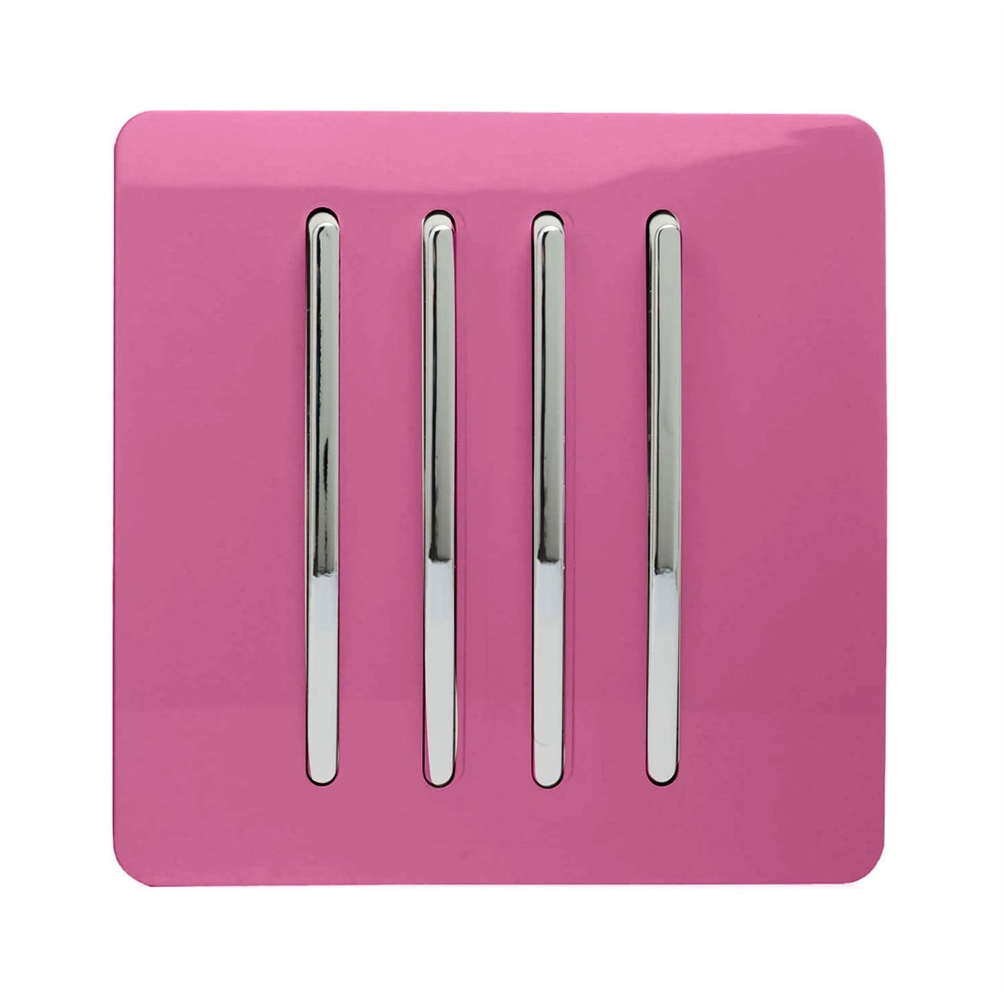 Trendi 4 Gang 2 Way Artistic Modern Glossy 10 Amp Rocker Tactile Light Switch Pink