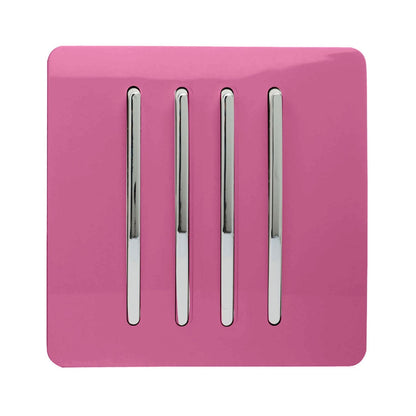 Trendi 4 Gang 2 Way Artistic Modern Glossy 10 Amp Rocker Tactile Light Switch Pink