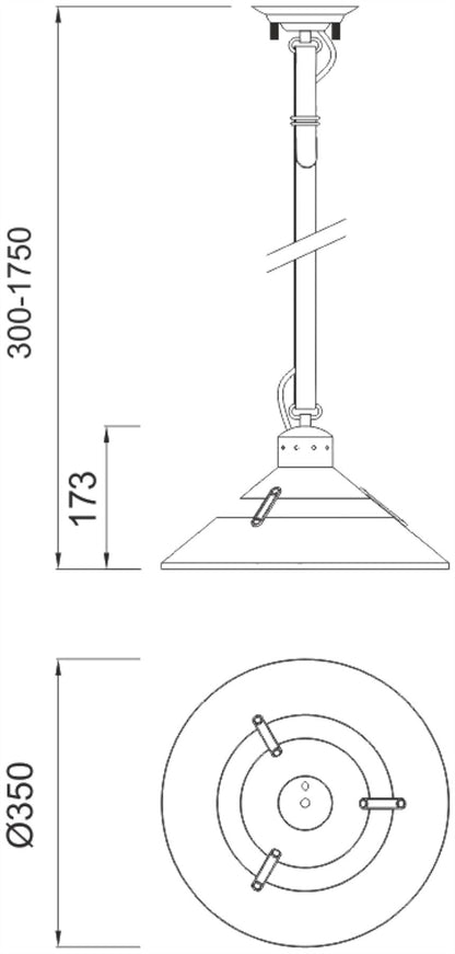 Mantra M5431 Industrial Ceiling 1 Light 40W E27 Medium, Sand Metal, Beige Belt