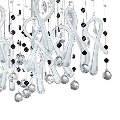 Diyas Class  Square 20 Light G4 Polished Chrome/White Glass/Crystal, NOT LED/CFL Compatible Ceiling Pendant Light Fitting