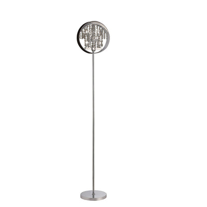 Diyas Geo Floor Lamp with Black Shade 9 Light G4 Polished Chrome/Crystal, NOT LED/CFL Compatible