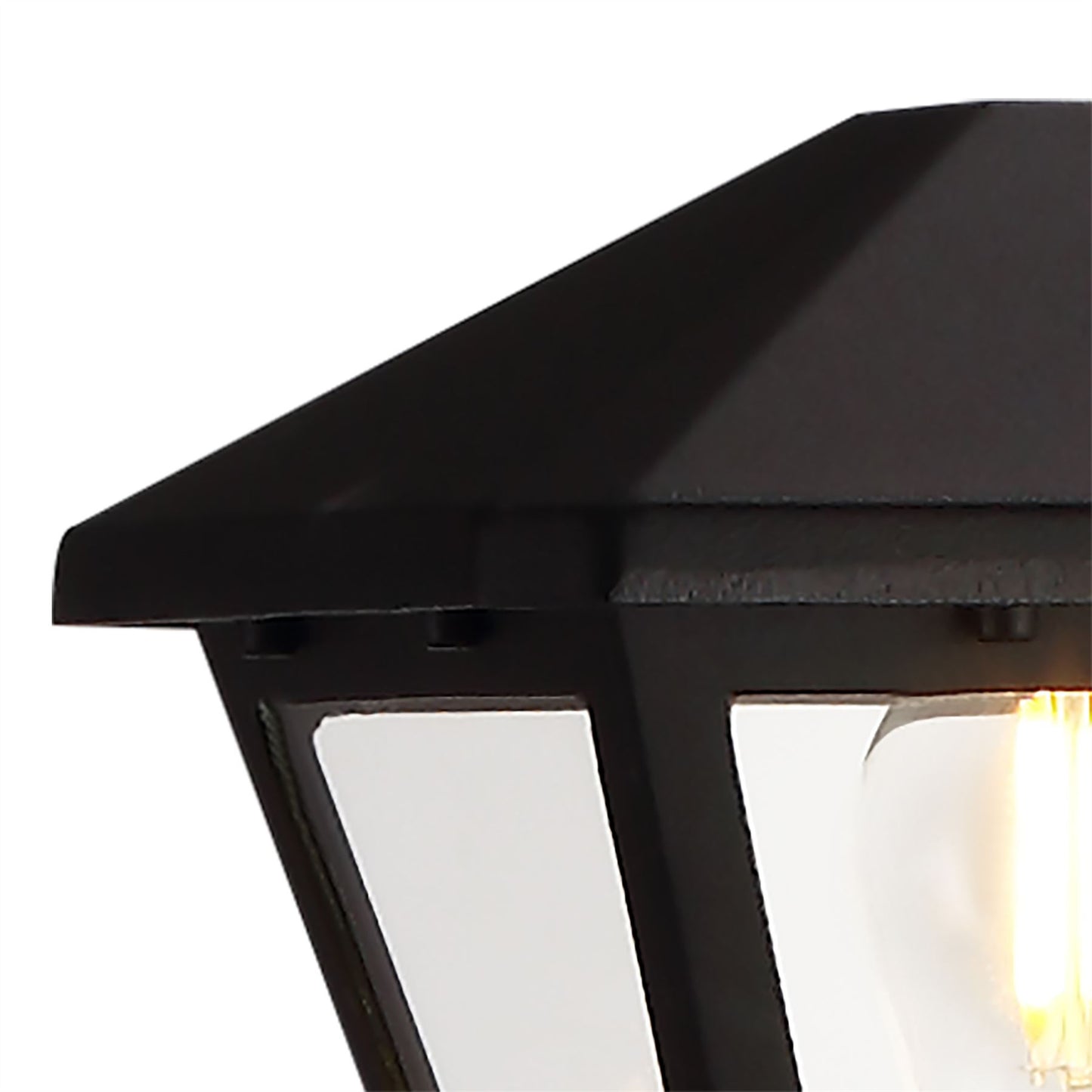 Deco Luqi Tall Post, 1 x E27, IP44, Black/Clear Glass, 2yrs Warranty - D0548 Exterior