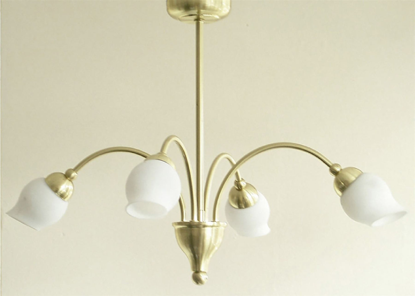 Diyas Rimini 51cm  4 Light G9 Satin Brass/Opal Glass Ceiling Pendant Light Fitting