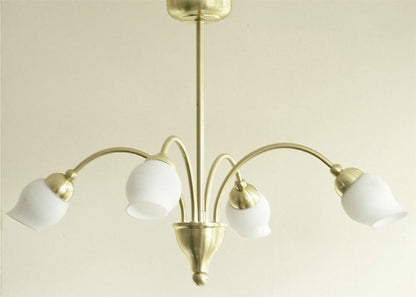 Diyas Rimini 51cm  4 Light G9 Satin Brass/Opal Glass Ceiling Pendant Light Fitting