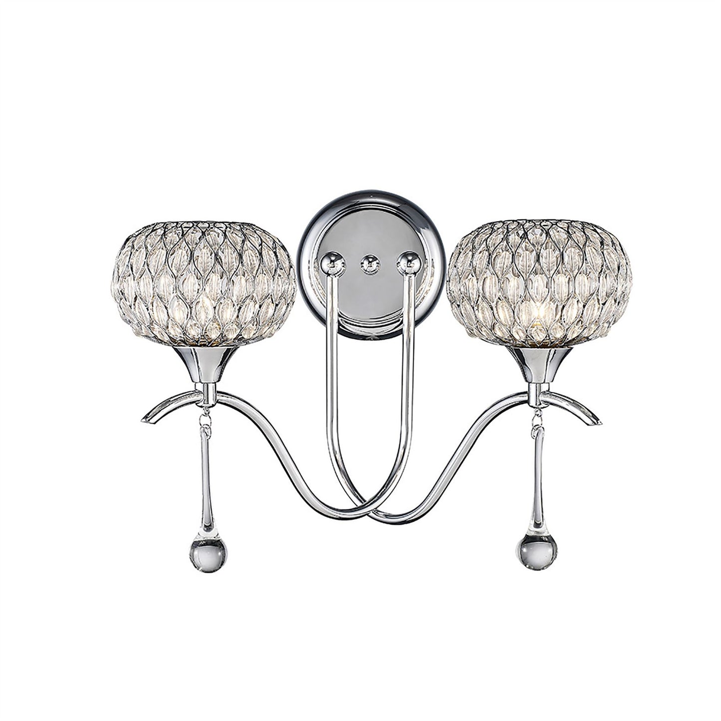 Diyas Chelsie Wall Light 2 Light G9 Polished Chrome/Clear Beaded Glass