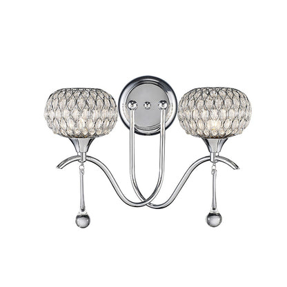 Diyas Chelsie Wall Light 2 Light G9 Polished Chrome/Clear Beaded Glass