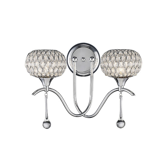Diyas Chelsie Wall Light 2 Light G9 Polished Chrome/Clear Beaded Glass