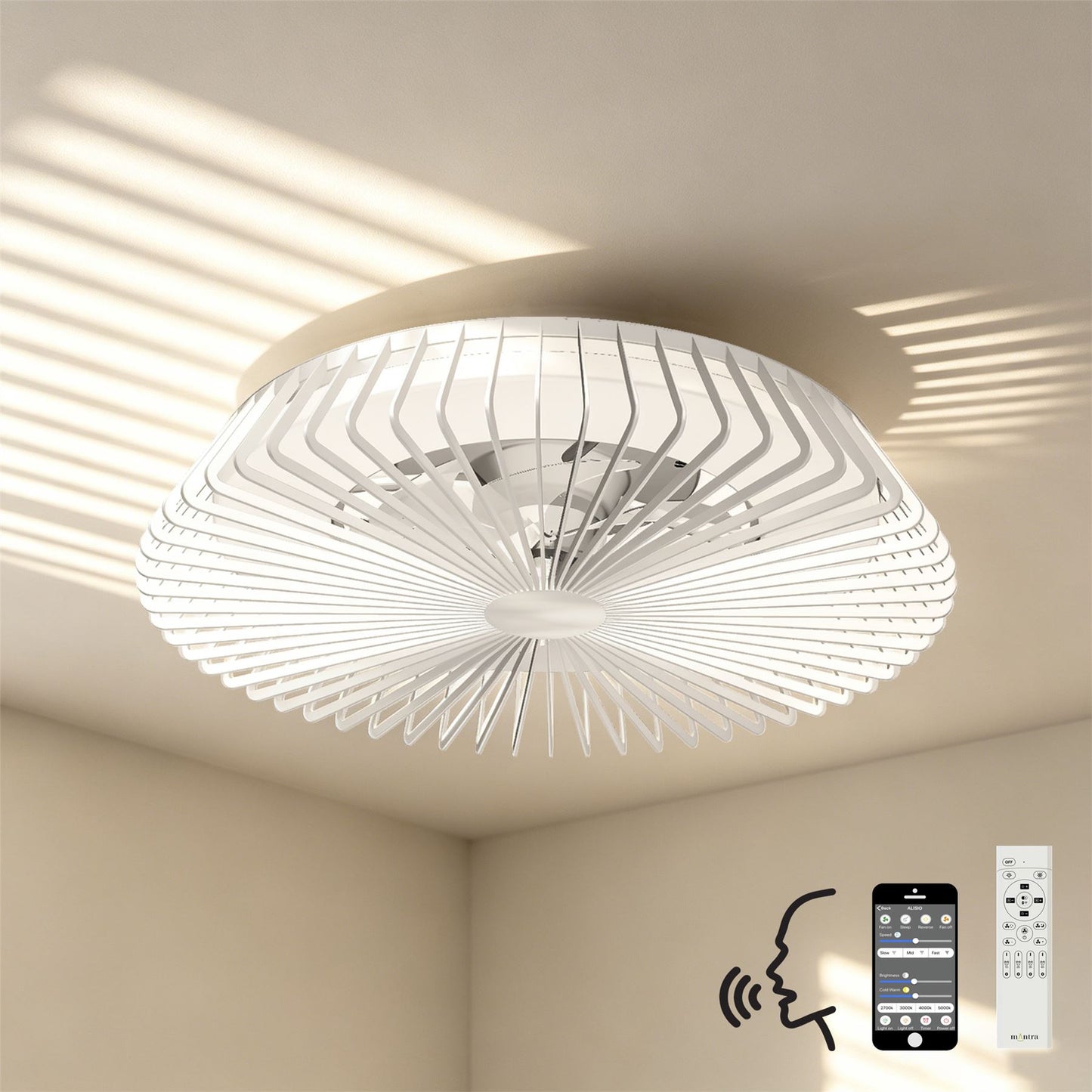 Himalaya 63cm 70W LED Dimmable Light With Built-In 35W DC Reversible Fan, Remote, APP & Alexa/Google Voice Control, 4900lm, White, 5yrs Warranty