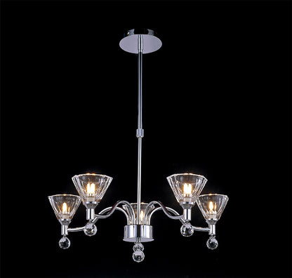Diyas Neptune 52cm  Round 5 Light G9 Polished Chrome Ceiling Pendant Light Fitting