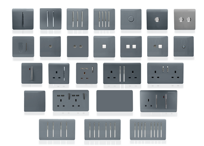 Trendi 2 Gang Artistic Modern Glossy 13 Amp 2 x 3.1mA USB Switched Plug Socket Warm Grey