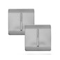Trendi 1 Gang 2 Way 240V Screwless Artistic Modern Glossy 10 Amp Chrome Rocker Electrical Wall Light Switch in Brushed Steel (2 pack)