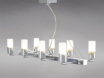 Diyas Kopus Rectangular  On Cable 8 Light G9 Polished Chrome/Frosted Glass Ceiling Pendant Light Fitting