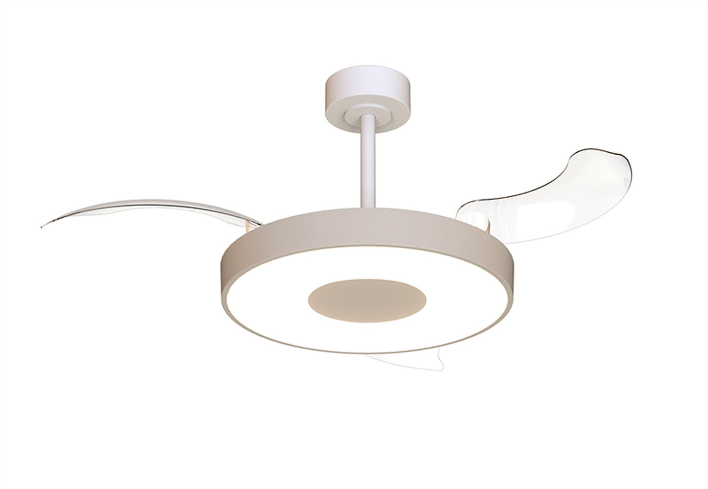 Coin Fan M 49cm 40W LED Dimmable Ceiling With Built-In 30W DC Fan, 3000-5000K Remote, APP, Alexa & Google Voice Control, 6400lm, Beige
