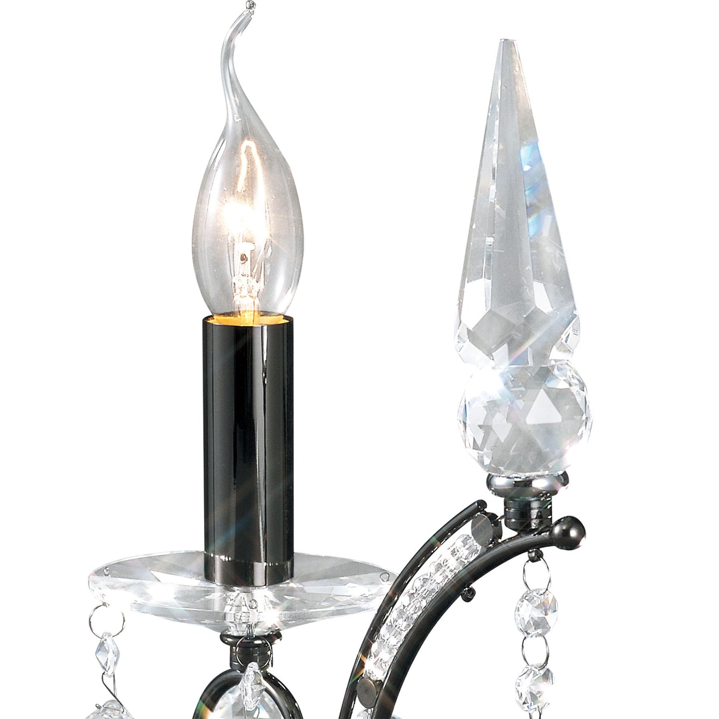 Diyas Tara Crystal Table Lamp 1 Light E14 Black Chrome, NOT LED/CFL Compatible