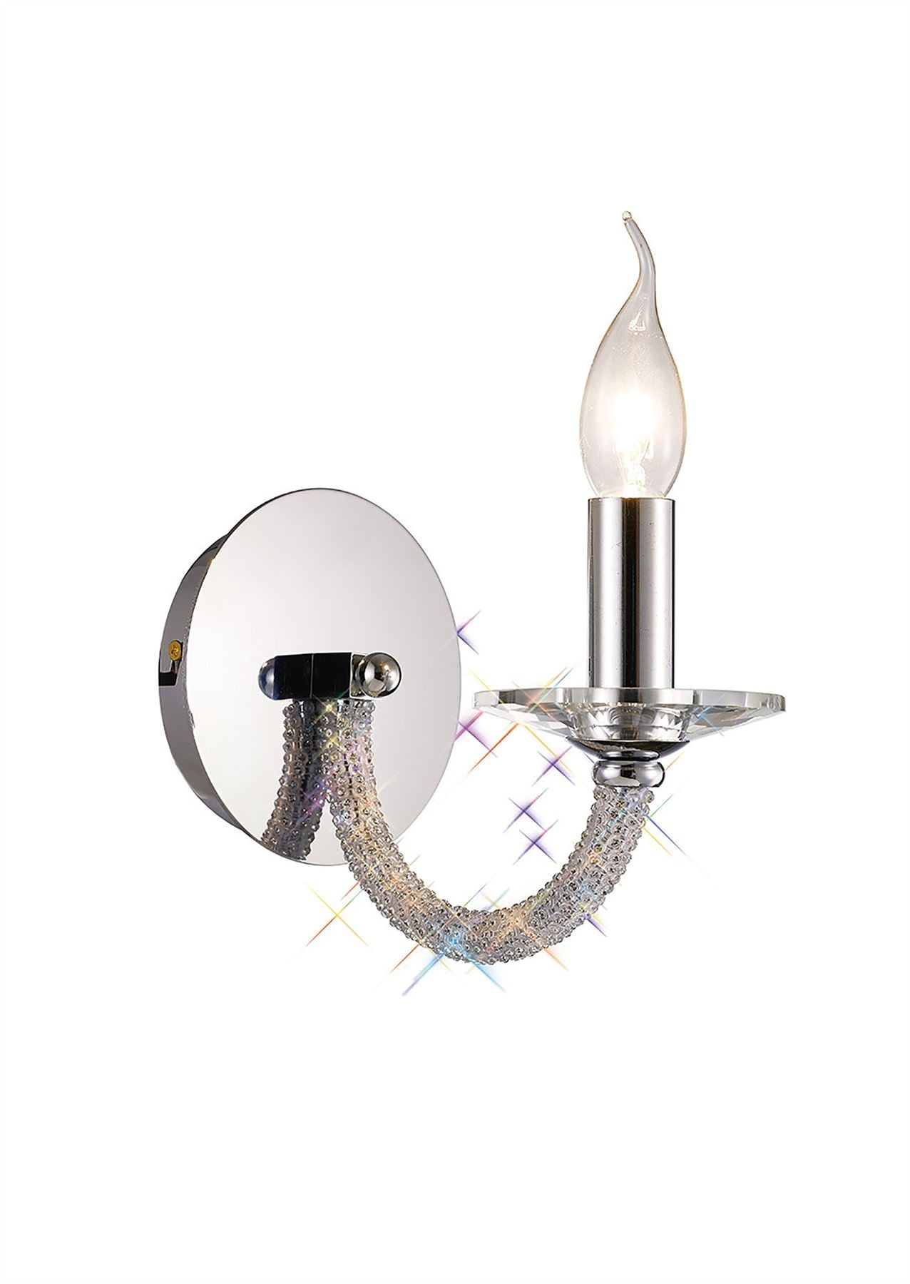 Diyas Elena Wall Light Switched 1 Light E14 Polished Chrome/Crystal
