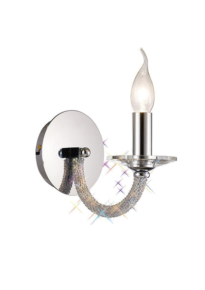 Diyas Elena Wall Light Switched 1 Light E14 Polished Chrome/Crystal