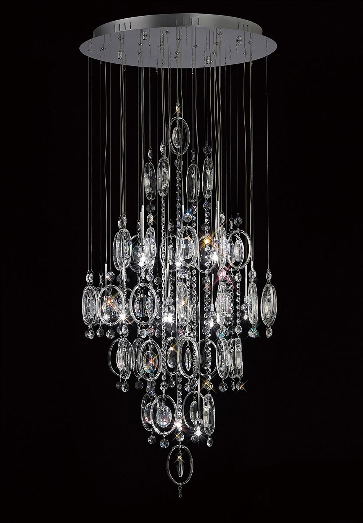 Diyas Solana 58cm  18 Light G4 Polished Chrome/Crystal, NOT LED/CFL Compatible Ceiling Pendant Light Fitting