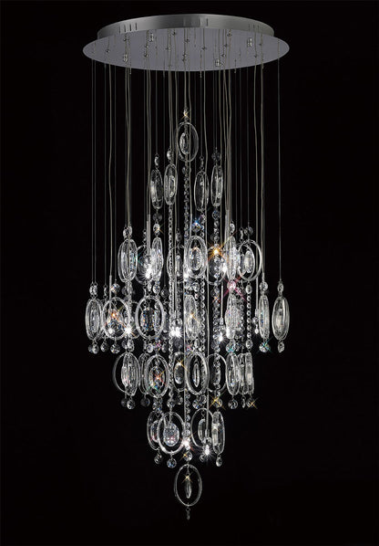 Diyas Solana 58cm  18 Light G4 Polished Chrome/Crystal, NOT LED/CFL Compatible Ceiling Pendant Light Fitting