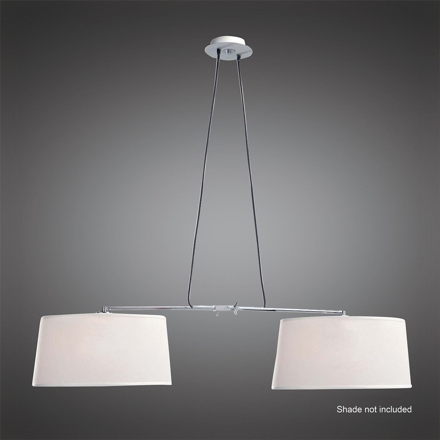 Mantra M5306 Habana Linear Pendant 2 Light with Adjustable Body WITHOUT SHADE E27, Matt White/Polished Chrome
