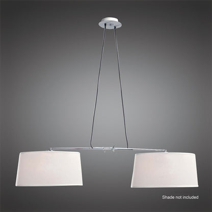 Mantra M5306 Habana Linear Pendant 2 Light with Adjustable Body WITHOUT SHADE E27, Matt White/Polished Chrome
