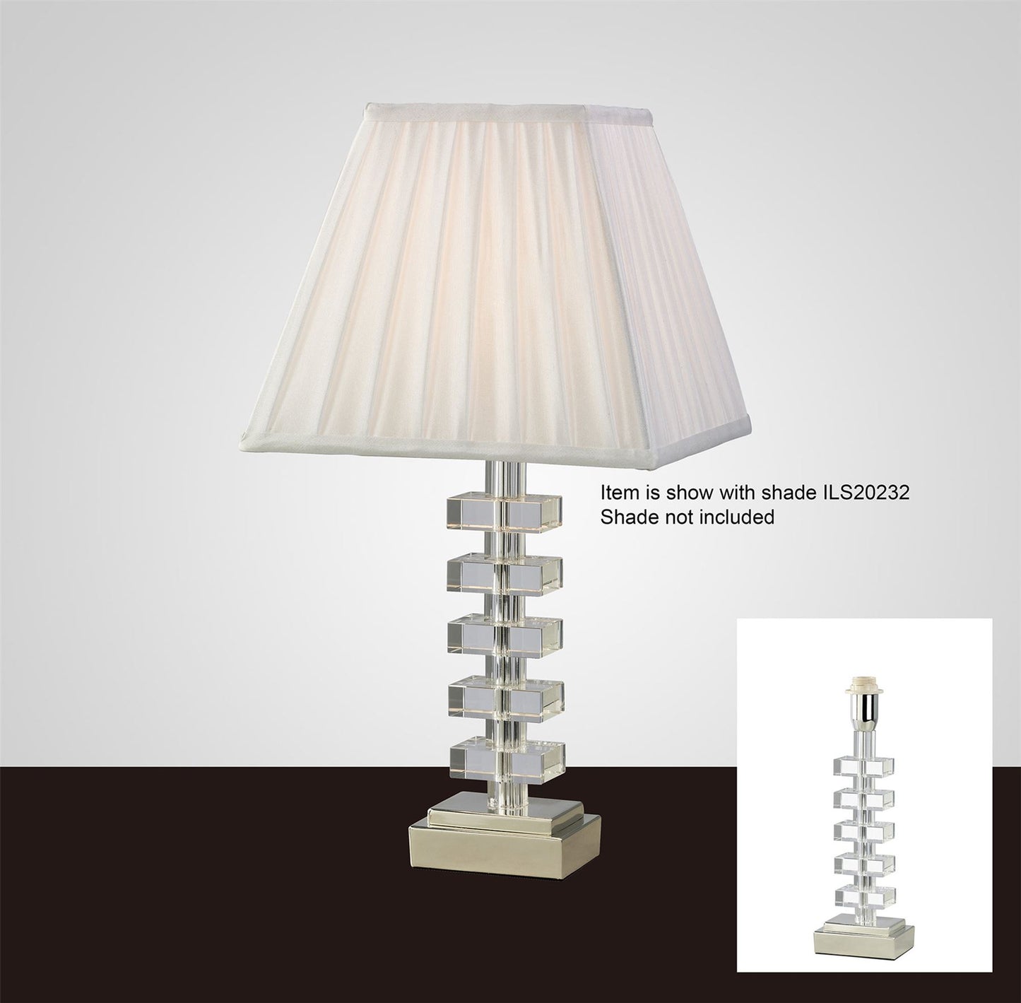 Diyas Dusit Crystal Table Lamp WITHOUT SHADE 1 Light E14 Silver Finish