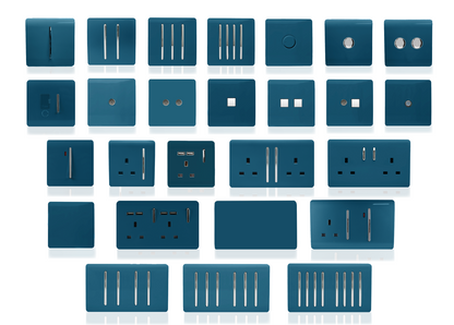 Trendi 2 Gang Artistic Modern Glossy 13 Amp Switched Tactile Plug Socket Midnight Blue (5 Pack)