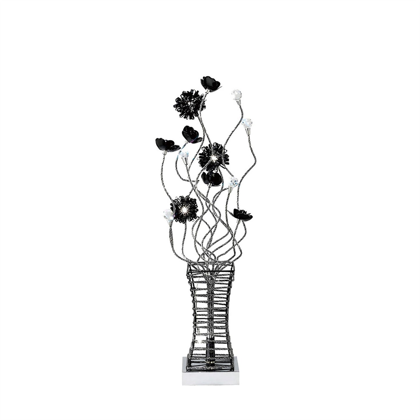 Diyas Home Majella Aluminium (DH) Majella Crystal Table Lamp 4 Light G4 Polished Chrome/Black, NOT LED/CFL Compatible