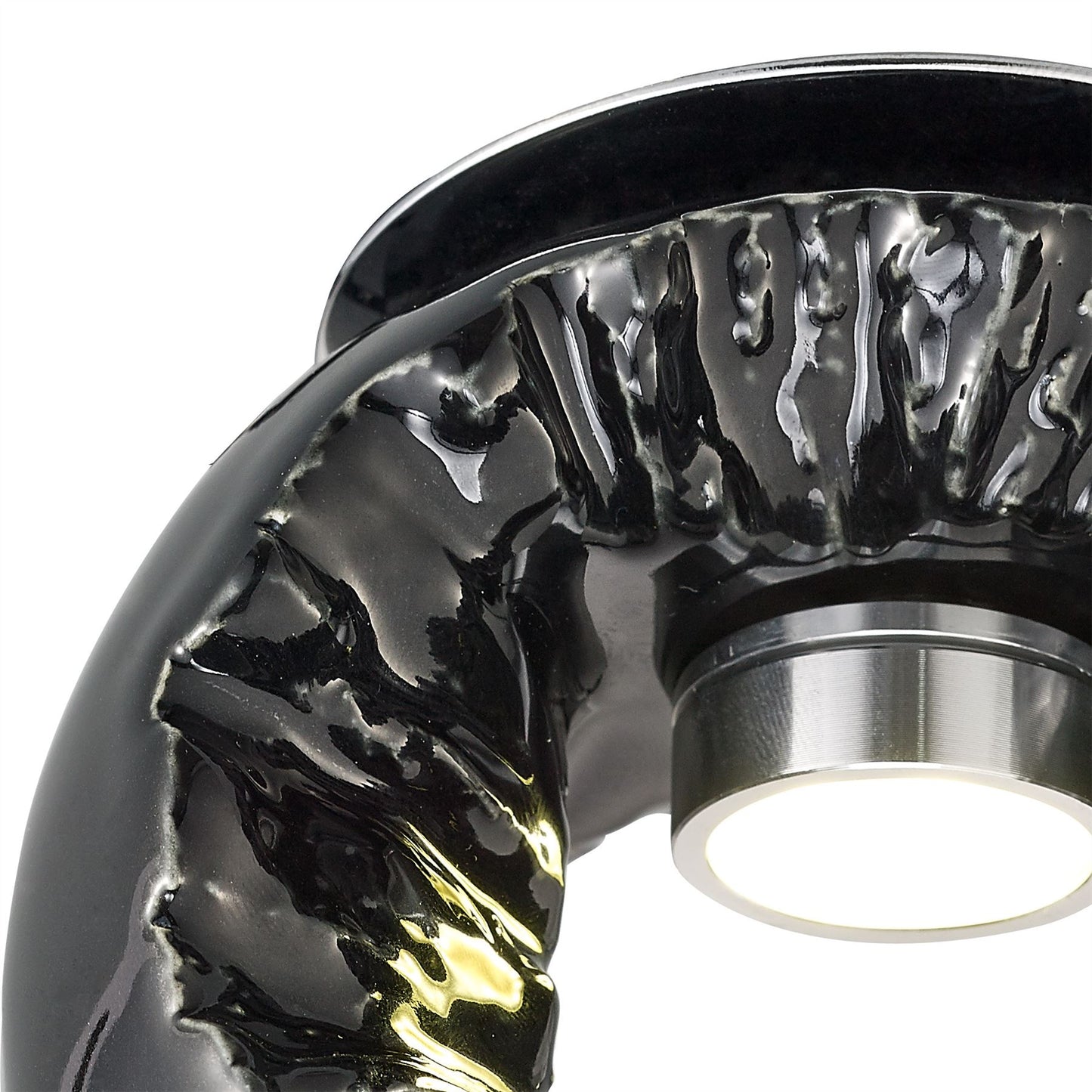 Diyas Salvio 12cm Ceramic  Round Sculpture 1 x 3W LED 4200K Chrome/Black, Cut Out: 60mm, 3yrs Warranty  Ceiling Light Fitting