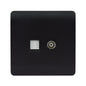 Trendi TV Co-axial Socket + Telephone Socket Matt Black Soft Touch