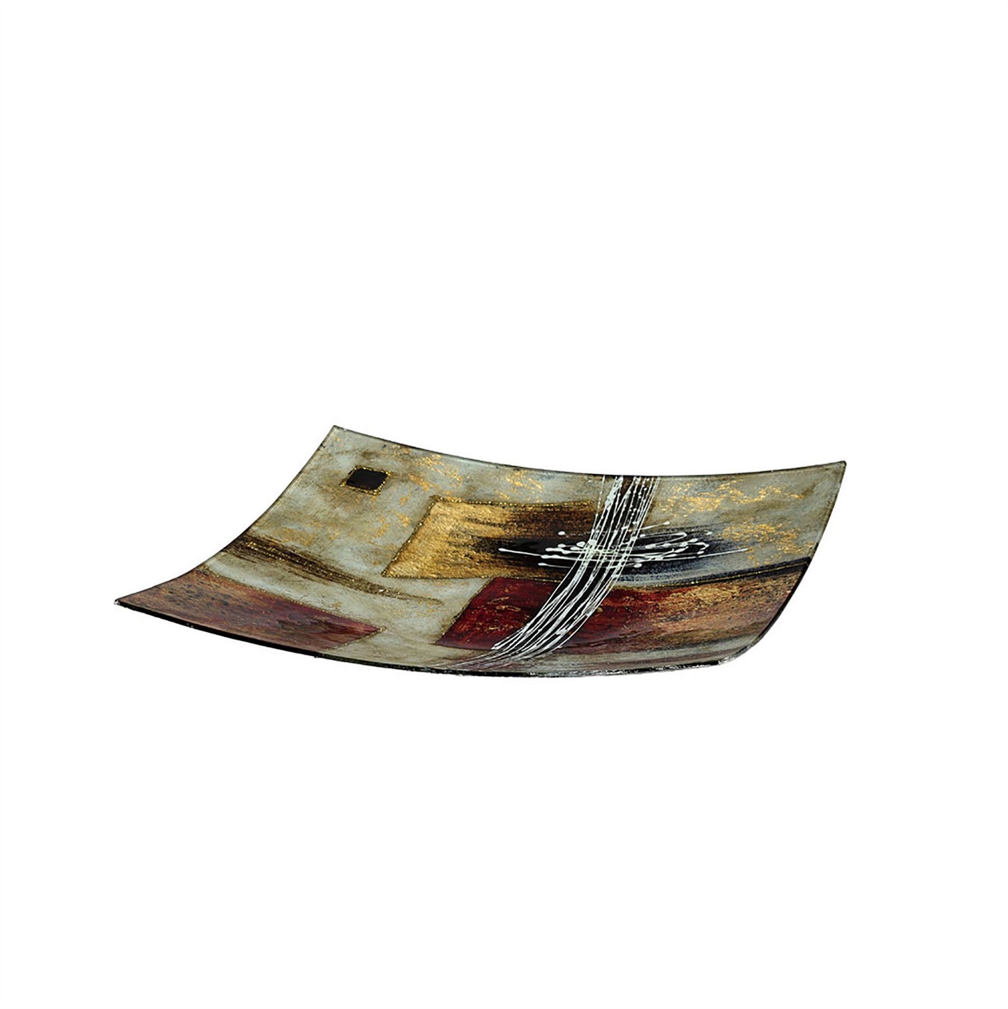 Diyas Home (DH) Aleta Glass Art 16 Inch Platter Multi-Colour Glitter