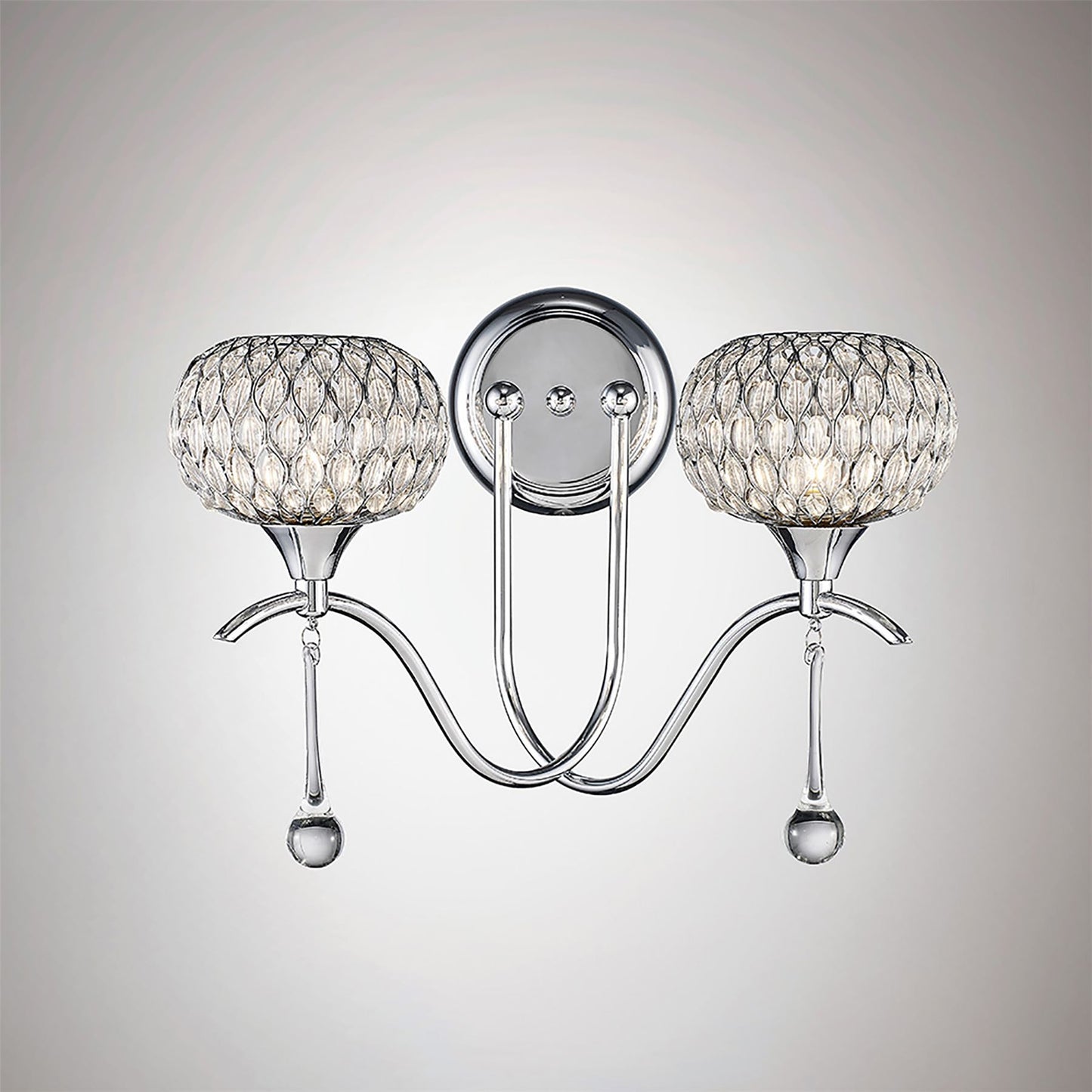 Diyas Chelsie Wall Light 2 Light G9 Polished Chrome/Clear Beaded Glass