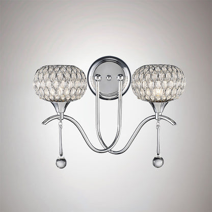 Diyas Chelsie Wall Light 2 Light G9 Polished Chrome/Clear Beaded Glass