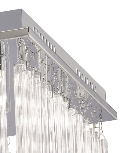 Diyas Capella Square Flush  6 Light G9 Polished Chrome/Glass Ceiling Light Fitting