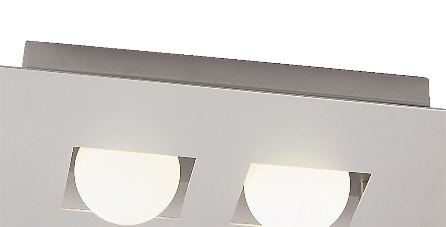 Mantra Cocoon Rectangular Flush Ceiling 2 Light G9, Silver/Frosted White Glass