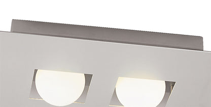 Mantra Cocoon Rectangular Flush Ceiling 2 Light G9, Silver/Frosted White Glass