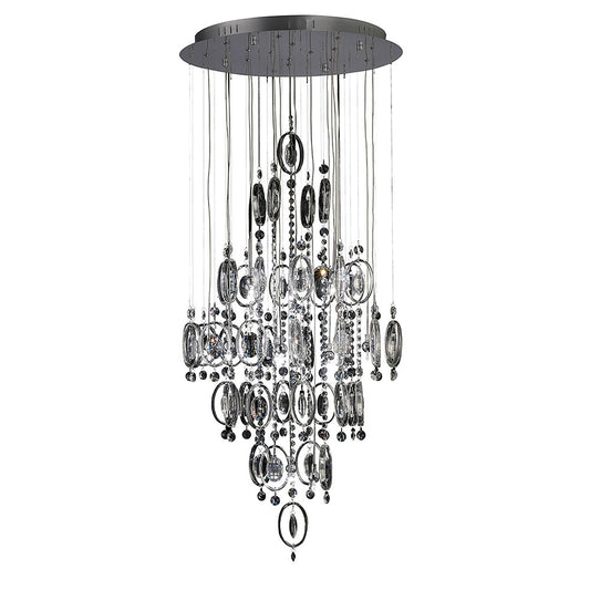Diyas Solana 58cm  18 Light G4 Polished Chrome/Crystal, NOT LED/CFL Compatible Ceiling Pendant Light Fitting