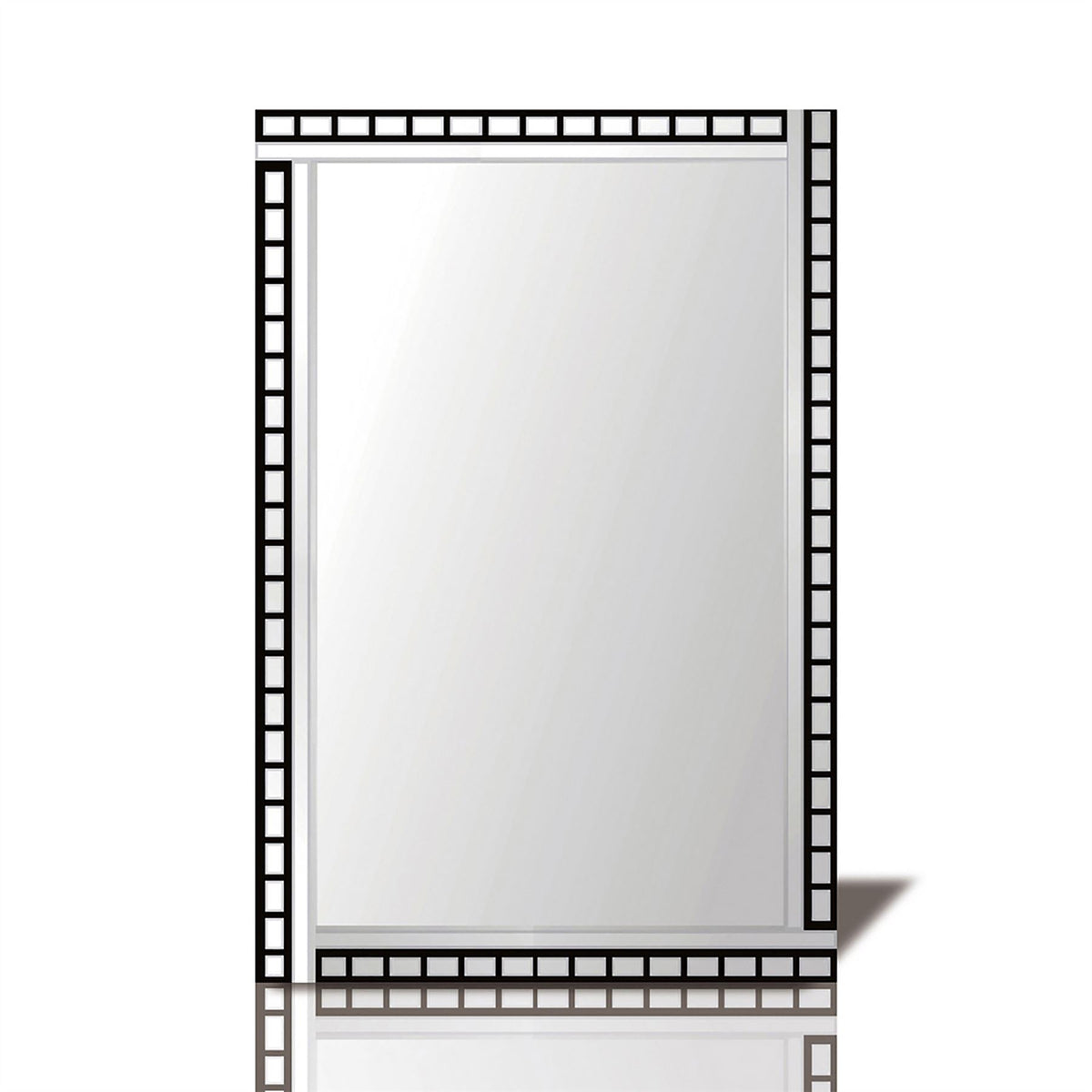 Diyas Home Nyah Detailed Mirror 120cm x 80cm Black Edged Rectangular Cut (Pallet Shipment Only, Additional Charges May Apply.) Item Weight: 16kg Mirrors
