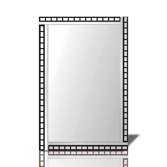 Diyas Home Nyah Detailed Mirror 120cm x 80cm Black Edged Rectangular Cut (Pallet Shipment Only, Additional Charges May Apply.) Item Weight: 16kg Mirrors