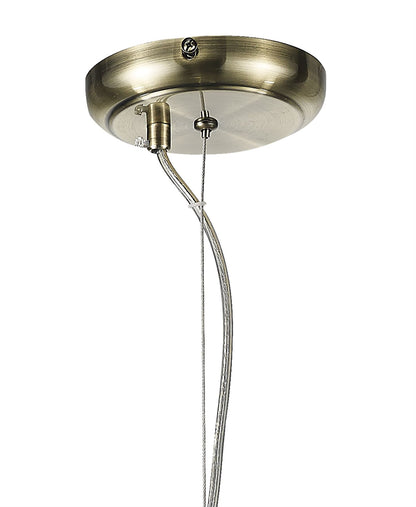 Diyas Chelsie 38cm Large  1 Light E27 Antique Brass/Clear Beaded Glass Ceiling Pendant Light Fitting