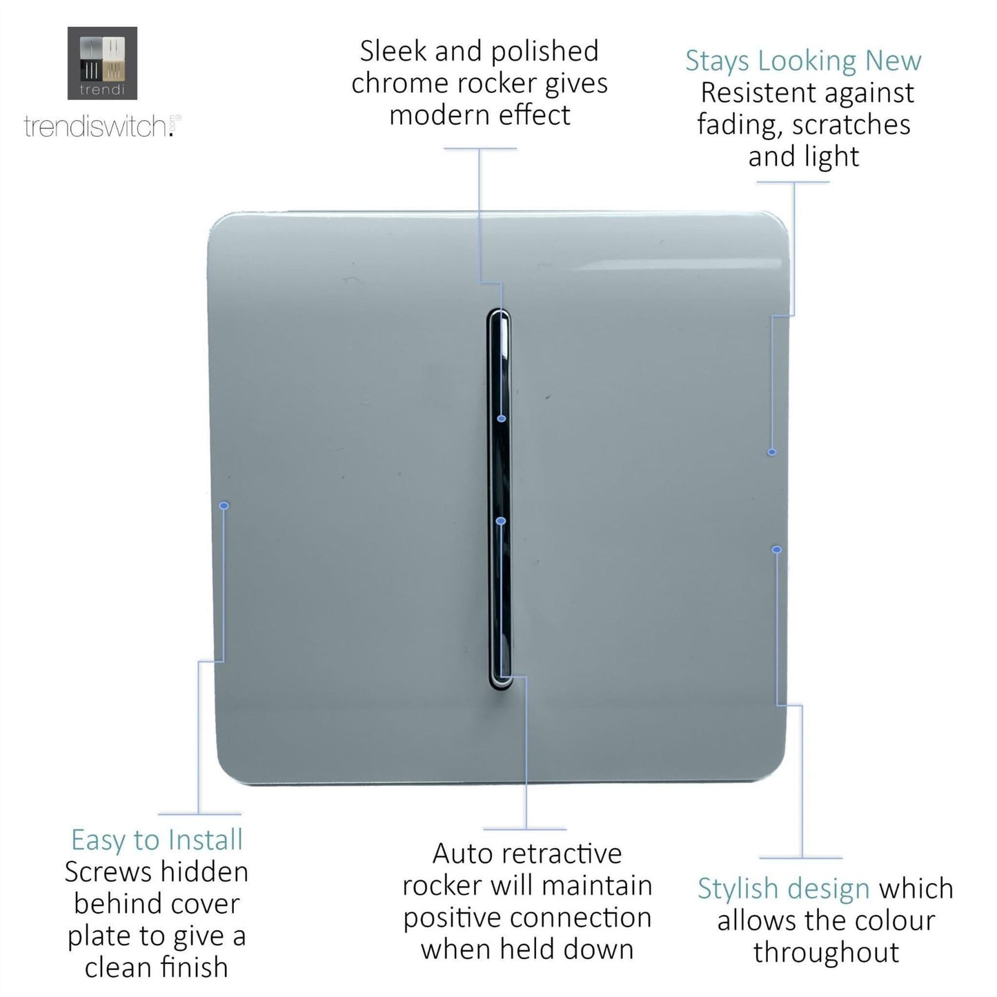 Trendi Artistic Modern Glossy  Home Automation Switch Cool Grey