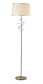 Diyas Willow Floor Lamp with Cream Shade 1 Light E27 Antique Brass/Crystal