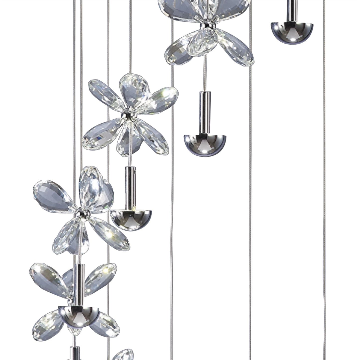 Diyas Aviva 45cm  12 Light 4000K LED Polished Chrome/Crystal Ceiling Pendant Light Fitting