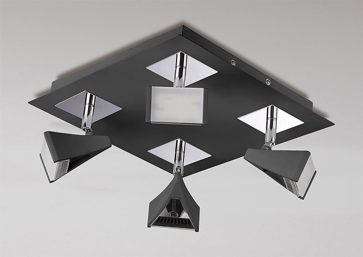 Mantra Fusion Filippo Spot Light 4 Light LED Square 20W 3000K, 1750lm, Matt Black/Polished Chrome, 3yrs Warranty