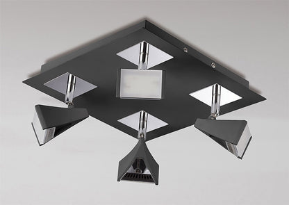 Mantra Fusion Filippo Spot Light 4 Light LED Square 20W 3000K, 1750lm, Matt Black/Polished Chrome, 3yrs Warranty