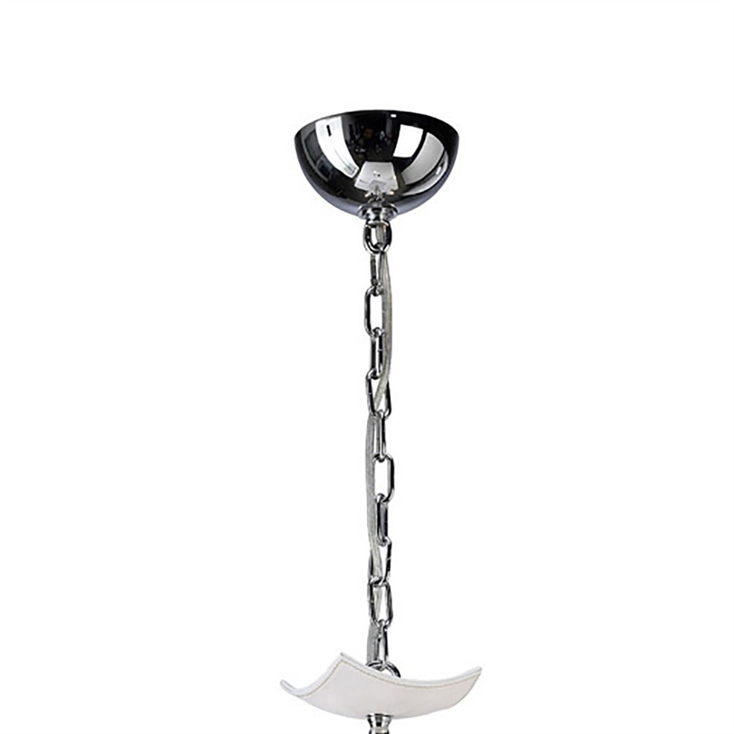 Diyas Nardini 60cm  5 Light E14 Polished Chrome/White Faux Leather/Crystal Ceiling Pendant Light Fitting