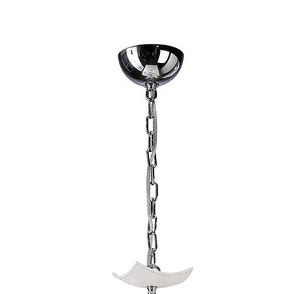 Diyas Nardini 60cm  5 Light E14 Polished Chrome/White Faux Leather/Crystal Ceiling Pendant Light Fitting