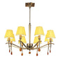 Mantra Siena 75cm Pendant Round 8 Light E14, Antique Brass with Amber Cream Shades and Amber Crystal