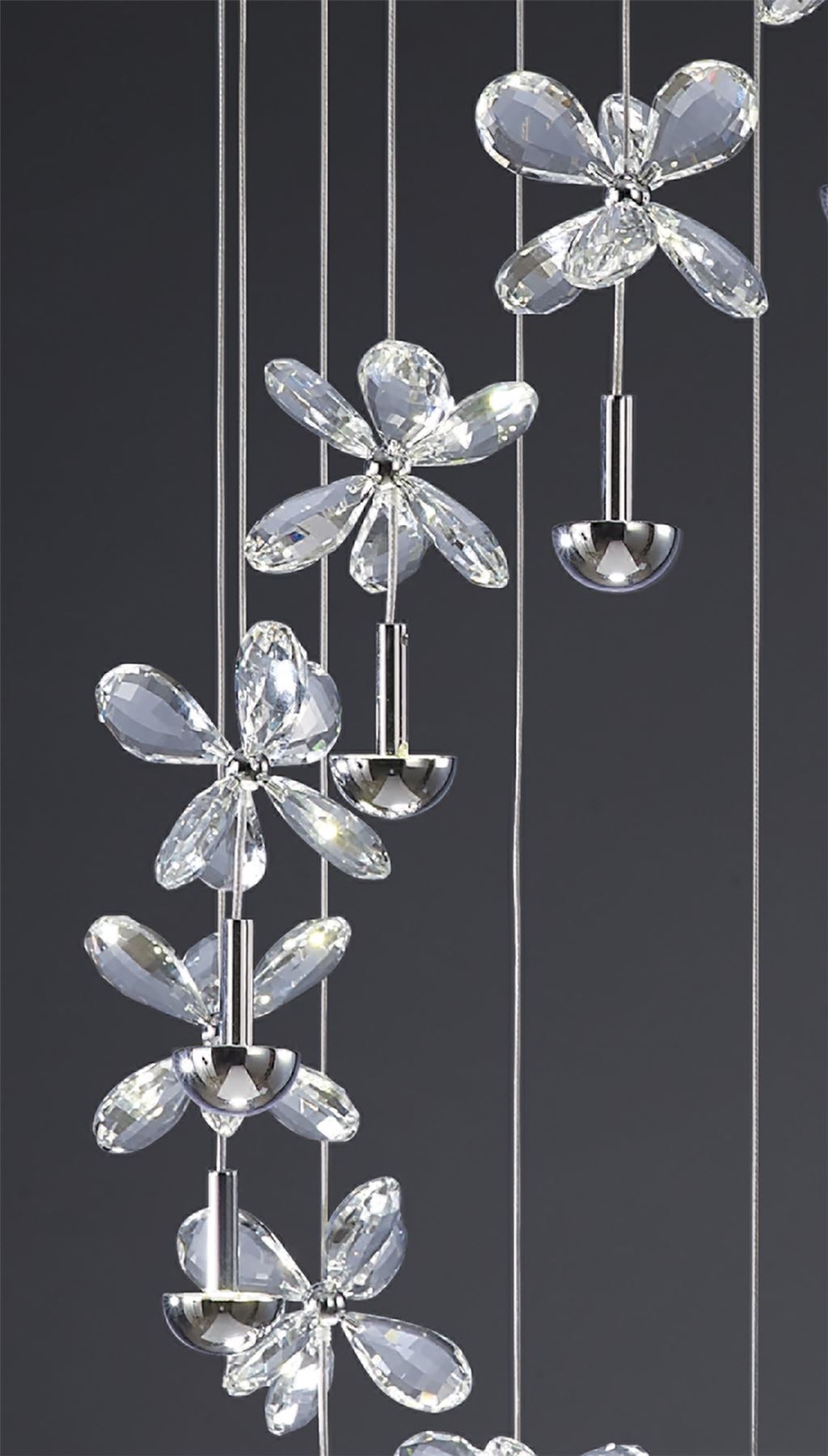 Diyas Aviva 45cm  12 Light 4000K LED Polished Chrome/Crystal Ceiling Pendant Light Fitting